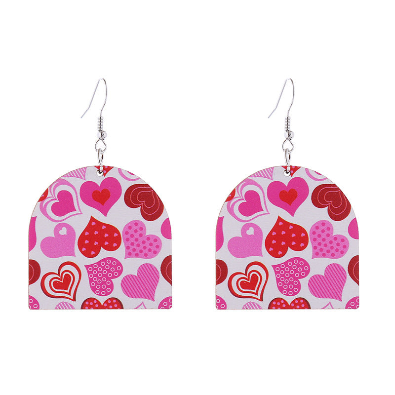 Wholesale Valentine's Day Rainbow Love LOVE Wooden Earrings